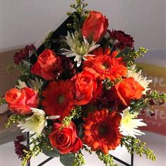 Envelope flower arrangement orange